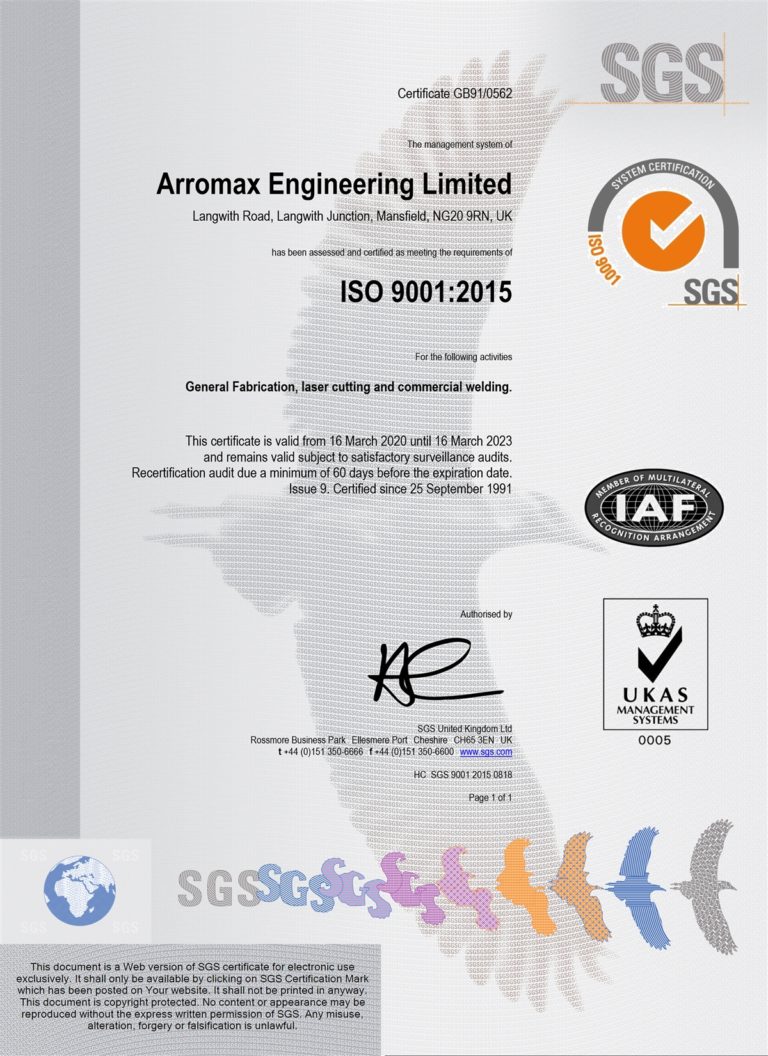 ISO90012015 Arromax Engineering